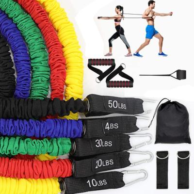 China Bodybuilding Fitness Resistance Tube 150 Pounds Resistance Tube Bands Set With Sleeve For Workout for sale