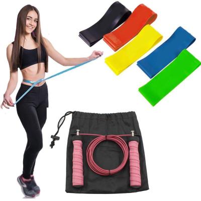 China Hot sale bodybuilding fitness exercise resistance latex band and jump rope 2 in 1 set for sale