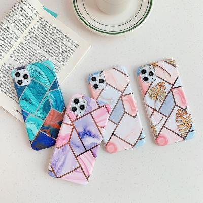 China Marble Phone Cases For iPhone Models Plating Marble Case For Pro X XR Xs Max Luxury Phone Case For iPhone 6 Max 6s 7 8 iPhone 11 12 Plus IMD Fashion Full Cover for sale