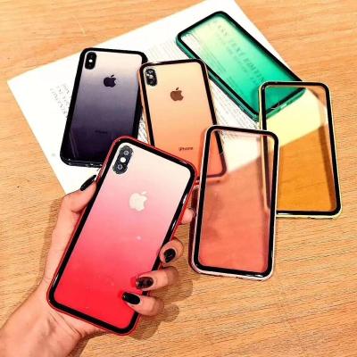 China Colorful Transparent Gradient Glass Back Case Gradient Glass Phone Case For iPhone x, For iPhone x Bumper Case For iPhone 7 Pro Max xs xs xr 6 8plus 11 for sale