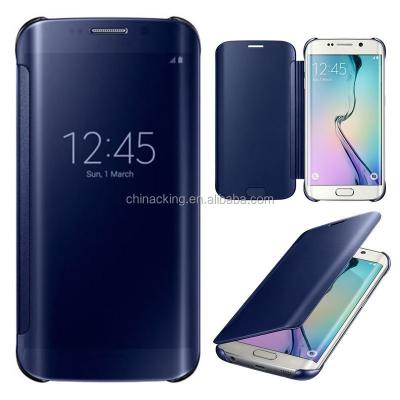 China For Samsung Galaxy S6 Edge Case For Samsung Galaxy S6 Edge Case Clear View Cover Sleep Wake Auto Mirror Flip Leather Cases for sale