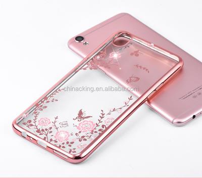 China Flower Bling TPU Back Cover Soft Clear Flower Diamond TPU Case For OPPO F1s R7 R9 R9s F1 R11 Plus/R7S/A33/A53/A59/A31/A37/ Soft Silicone Back Cover A35/A39/A57 for sale