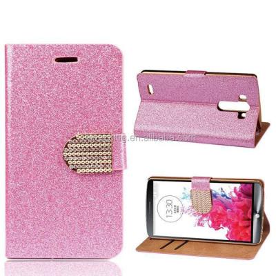 China Wallet Phone Bag Rhinestone Cover + Card Slot Luxury Bling Crystal Glitter Flip Leather Wallet Case Cover For LG G4 Back Cover Case for sale