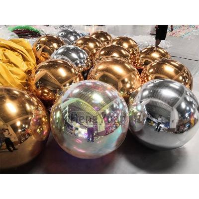 China Colorful Inflatable Disco Balloon Ball Rade Show Hengyuan Rainbow Mirror PVC Christmas Inflatable Mirror Ball for sale