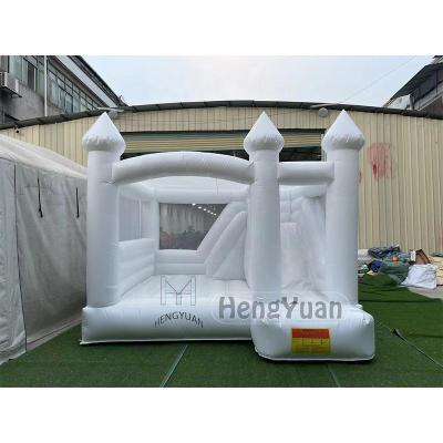 China PVC Hengyuan Factory Real Pictures Party Wedding Inflatable Bouncer With Slide Bounce Commercial White House for sale