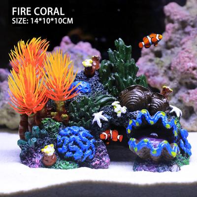 China Viable Aquarium Landscaping Coral Rock Garden Home Aquarium Resin Fire Decorative Red Coral For Gift for sale