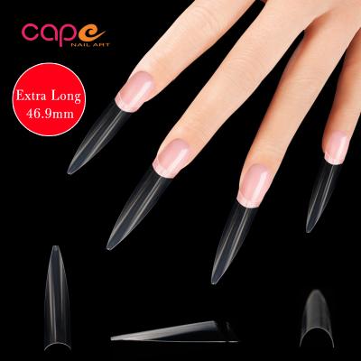 China Design Knail Festival Finger Decoration 504pcs OPP Bag 46.9mm Bag 46.9mm Extra Long Pointed Stiletto Nail Tips for sale