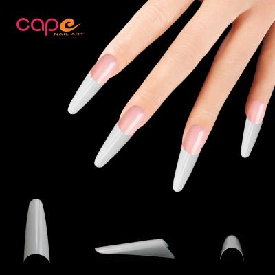 China Design Knail Beauty Tools ABS Plastic 12 Sizes Transparent Half Cover Almond Nail Tips New for sale