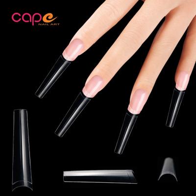 China Easy Apply Half Knail 500pcs/600pcs OPP Bag Cover Natural NON Clear Extreme C-curve XXXL Long Coffin Nail Tips for sale