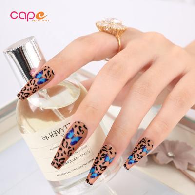 China Knail 24pcs Design Press On Finger Matte Multicolor Butterfly Leopard Pattern Nail Art Decorate Nails for sale