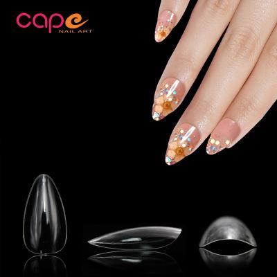 China Design Traceless Short Clear Almond False Nails Gel Tips Seamless Customized Color With Wholesale for sale