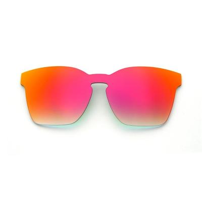 China Custom Mirror Coating One Piece Sunglasses Red Lens for sale