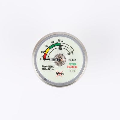 China Stainless Steel Case Interna 315Bar Oxygen Pressure Gauge Brass Luminous Pressure Gauge for sale