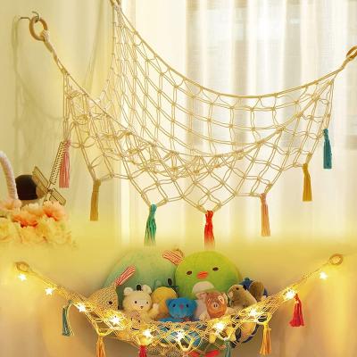 China Plush Toy Hammock for Macrame Toy Net Plush Toy with Staples Boho Plush Light Holder Storage for sale