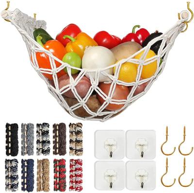 China Sustainable Fruit Hammock Fruit Storage Fruit Hammock For Kitchen Under Cabinet Macrame Fruit Boho Hammock for sale