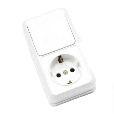 China Residential / Multi-Purpose Model Surface Vertical Type Wall Switch With European Switch + Schuko Socket Wall Socket With Grounding for sale