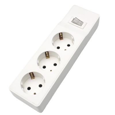 China Residential / General Purpose Europe Electrical Socket 3 Strip With Switch / Kazakhstan Socket / 3 Strip Extension Socket 2P+E for sale