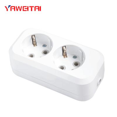 China 2 Gang Europe Residential / General Purpose Power Socket / Extension Socket 2P+E for sale