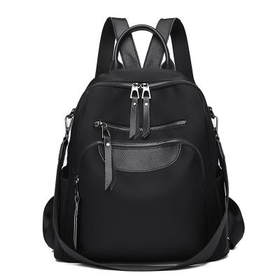 China Genuine Leather Widely Used Nylon And Genuine Leather Backpack Bags Fashion Girls School Rucksack For College Carry On Travel Backpack Large Bag for sale