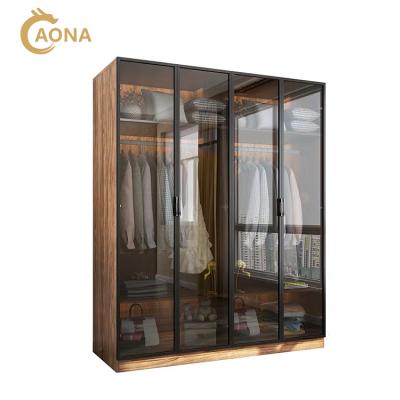 China Customized Aluminum Glass Door Wardrobe Cabinet Modern Design Door Wardrobe for sale