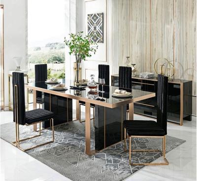 China (Other) Modern Marble Dining Set Luxury Italian Leather Adjustable Dinner Table and 6 Chairs Dining Room Furniture for sale