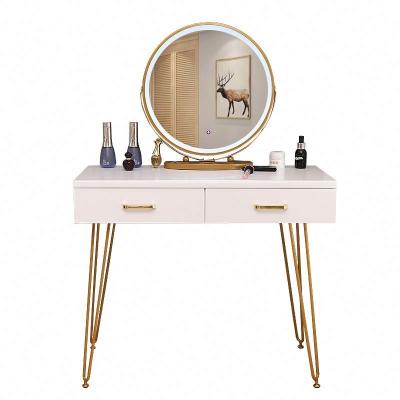 China Modern iron fram (other) white wooden dressing table adjustable makeup desk with two drawers for sale