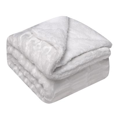 China Hot Sale Two Folded Sides 2 Ply Double Layer Sherpa Fleece Blanket For Winter for sale