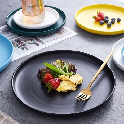 China Wholesale Hot Sale Modern Nordic Colorful Matte Colored Pizza Dish Stocked Ceramic Tableware Round Shape Dinner Dish For Home Hotel for sale