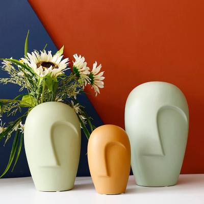 China Various Colors Design Ornament Vase Living Room Hotel Decoration Ceramic Flower Pot Minimalist Western Indoor Stylish Popular Home Decor for sale