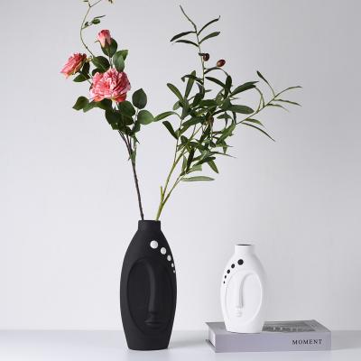 China Wholesale Minimalist High Quality Home Decor Ceramic Vase For Living Room Hotel Decoration Human Face Modern Nordic Flower Pot for sale