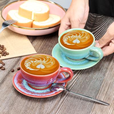 China Wholesale Custom Chromatic Color Tea Set Stocked Nordic Coffee Mugs Daily Used Ceramic Mug With Handle Drinking Mugs For Coffee for sale