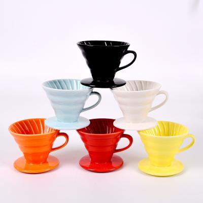 China Hot Sale Coffee v60 Custom Logo Espresso Coffee Dripper Stocked Ceramic Cup Pour Over Coffee Maker for Office or Cafe Use for sale