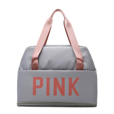 China Wholesale Portable Large Capacity Gym Duffel Bag Women Travel Pink Expanding Bag With Pocket Spinnanight Wet Tote Bag Overnight for sale