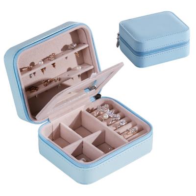 China Wholesale Luxury Leather Organizer Case Leather Mini Travel Jewelry Boxes Faux PU Leather Travel Jewelry Boxes for sale