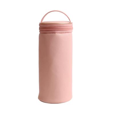 China Durable Cylindrical Cosmetic Lady Bags Tool Shape PU Leather Handheld Cosmetic Pouch Storage for sale