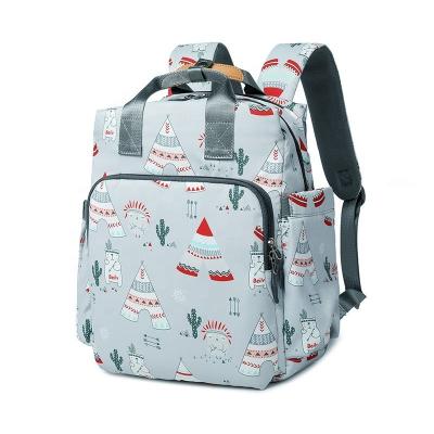 China 2019 new multifunctional custom logo fashion multifunctional goal mom baby diaper bag backpack with changing stroller pad for sale