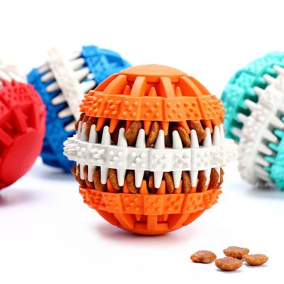 China Viable Amazon Dog Chew Ball, Pet Rubber Soft Tooth Toy Treat Ball Dog Chew Cleaning Rubber Ball For Dog for sale