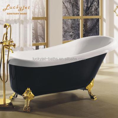 China Eco-friendly Material Black Covered Classic Irregular Soaking Acrylic Free Standing Bathtub With Whirlpool Shower From China for sale