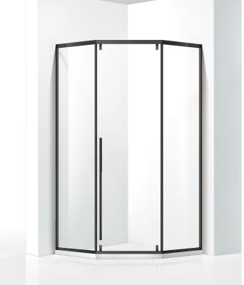 China Eco - Friendly Black Stainless Steel Frame Shower Room With Side Sliding Door for sale