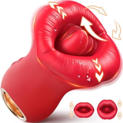 China Woman 3IN1 Handle Mouth-Shaped 10 Tongue Licking Kissing Clit Nipple G-Spot Vibrators Clitoral Stimulator for sale