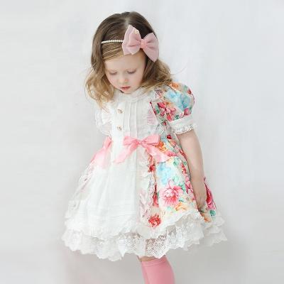 China New Fashion Washable Flower Print Fluffy Skirt Party Girl Dresses Kids Girls Summer Ready To Ship Dress for sale