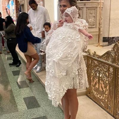 China Anti-wrinkle European and American summer new best-selling girls dress embroidered lace floral white dress baptism dresses for baby for sale