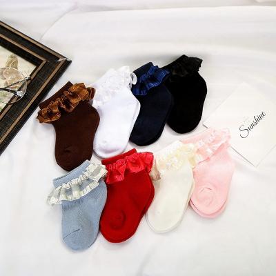 China Autumn Winter Wholesale New Kids Viable Girl Ruffles Socks Cotton Lace Princess Baby Socks for sale