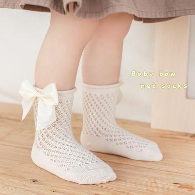 China Summer Spring Mesh Princess Kids Bow Thin Socks For Baby for sale