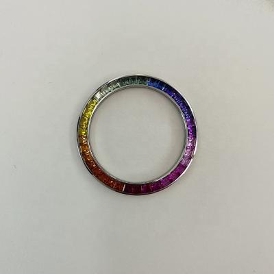 China Special Rainbow Gemstone Modification Kit Stainless Steel Current Date Bezel For Watch Original 38mm Inserted Tanzanite Or Moissanite Or Lab Grown Diamond for sale