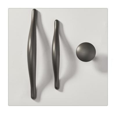 China Gray Modern Nordic Minimalist Cabinet Drawer Pull Around Solid Zinc Alloy Wardrobe Handle for sale