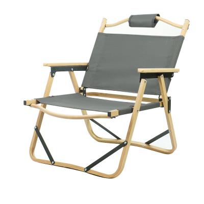 China Modern Outdoor Armchair Aluminum Alloy Simulate Wood Grain Beach Chair Folding Chair for sale