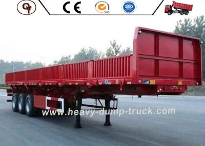 China 3 Axle 50 Ton 40Ft Flat Bed Side Wall Trailer Lorry , Steel Cargo Trailer for sale