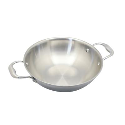 China Sustainable 3 Layers Stainless Steel Cookwares , Wok Pans With Long Handle for sale