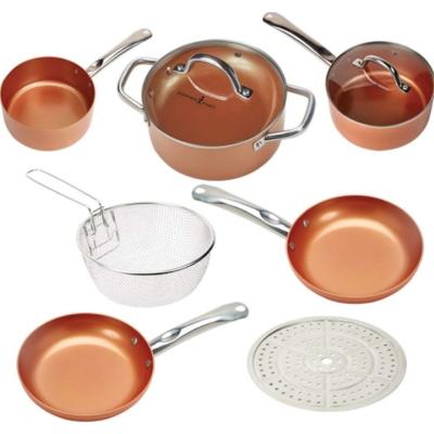 China SUSTAINABLE COOKWARE COPPER PAINTED ALUMINUM SET WITH COLOR BOX for sale